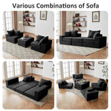 Modular Sectional Loveseat Cloud Sofa, Boneless Couch with Non Slip Base, Modern Sleeper Sofa for Customizable Living Spaces, Cozy Modular Couch with L-Shape Chaise, Deep Seat & No Assembly, Black CozyMine