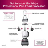Ninja BN601 Professional Plus Food Processor 1000-Peak-Watts with Auto-iQ Preset Programs Chop Puree Dough Slice Shred with a 9-Cup Capacity and a Silver Stainless Finish (Renewed) Ninja