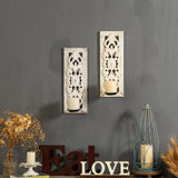 SOFE Openwork Carving Wall Candle Sconces Set of Two, Distressed Finish Wood Candle Holder Wall Decor Living Room, Rustic Farmhouse Candle Wall Sconces, Bedroom Hallway Wall Art Decoration SOFE