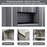 Premium Garage Cabinets 9' Storage Sets Solution with Adjustable Legs, Soft-Close Drawer & Door, Integrated Handles, Heavy Duty Plywood Box Construction, Tool and Equipment Organizer (Combo 9CS-012B) DOWNFORCE GARAGE CABINETS