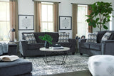 Signature Design by Ashley Abinger Chenille Contemporary Sofa with 2 Accent Pillows, Dark Gray Signature Design by Ashley