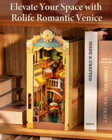 Rolife DIY Book Nook Kits for Adults 3D Wooden Puzzle-Bookshelf Insert Booknook-Miniature Kit-Gifts for Boys Girls (Romantic Venice) Rolife