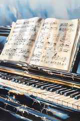 The Old Piano and Sheet Music Funny Diamond Painting Kit for Adult DIY Full Drill Diamond Art Piano Crafts for Home Decor 8x12 inch Worihut