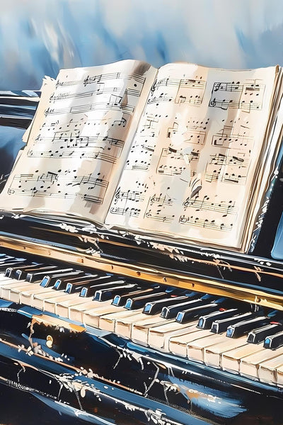 The Old Piano and Sheet Music Funny Diamond Painting Kit for Adult DIY Full Drill Diamond Art Piano Crafts for Home Decor 8x12 inch