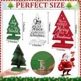 3 Pcs Wooden Christmas Trees Table Sign Decorations Different Patterns Double-sided Printing, Rustic Christmas Tree Farmhouse Tabletop Decor, Multiple Styles Sizes Xmas Christmas Tiered Tray Decor Sophena