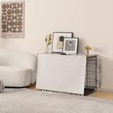 VIE DE AMAN Dog Crate Topper Wood for 48 42 36 24 inch Cages, Dog Crate Table Topper with Tassel Curtain, Rustic Style Dog Kennel Topper, Rustic Brown(Dog Crate Not Include) VIE DE AMAN