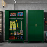 RISTERN Metal Armoire Wardrobe Closet with Hanging Rod, Clothing Storage Cabinet with Adjustable Shelves for Laundry Room, Bedroom, Home Office, Bathroom, 71" Green RISTERN