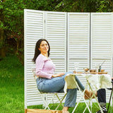 Room Dividers and Folding Privacy Screens, Wood Louvered Separators Divider Wall for Home Office Bedroom - 4 Panels, 67 * 60inch (White-Washed) Svimi