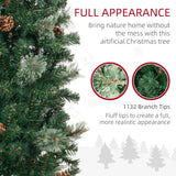 HOMCOM 9.5 Foot Pencil Artificial Christmas Tree, Slim Pine Needles Xmas Tree with Realistic Branches, Pine Cones, Metal Base, Green HOMCOM