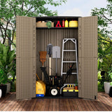 ZZM Large 67 Cu.ft Waterproof Storage Shed, Outdoor Storage Cabinet，Durable Resin Storage for Patio Furniture, Garden Tools, Pool Accessories, Mower Storage (Coffee) ZZM