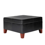 Homepop Home Decor |K2380-E169 | Luxury Large Faux Leather Square Storage Ottoman | Ottoman with Storage for Living Room & Bedroom, Black HomePop