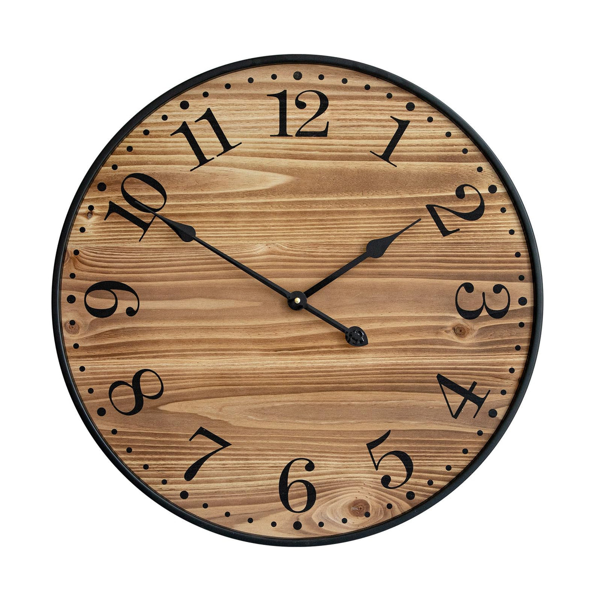 UPPER DECOR Rustic Farmhouse Wall Clocks for Living Room Decor, Large 24 inch Wall Clock with Dark Brown Wooden Face and Black Metal Frame, Silent Battery Operated for Kitchen Bedroom Entryway UPPER DECOR