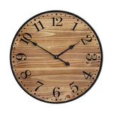 UPPER DECOR Rustic Farmhouse Wall Clocks for Living Room Decor, Large 24 inch Wall Clock with Dark Brown Wooden Face and Black Metal Frame, Silent Battery Operated for Kitchen Bedroom Entryway UPPER DECOR
