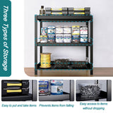 BESFUR 3-Tier Metal Shelving Unit, Adjustable Garage Shelves, Heavy Duty Garage Storage Shelving Unit for Warehouse Pantry Closet Kitchen, 15.8"*35.5"*35.5", Black BESFUR