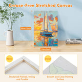 Bowetile 2 Pack Landscape Paint by Numbers for Adults Beginners Framed, Beach Adults' Paint-by-Number Kits, Easy Adult Paint by Number Kits on Canvas, Acrylic Number Painting for Home Decor, 8x12in Bowetile