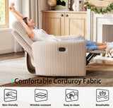 LINSY 360 Swivel Rocker Recliner - Corduroy Nursery Glider Rocking Chair with 2 Pillows, Comfy High Back Adult Recliner for Small Spaces, Nursery Bedroom Living Room Reclining Chairs (Beige) LINSY