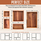 Demigo Acacia Drawer Organizer Set of 5, Cabinet Container Box, Wood Bin Set in Varied Sizes, Dividers Holder for Storage Cooking Utensils Spices Tea Bags Foods Office Items (Brown) Demigo
