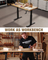 WORKPRO Adjustable Workbench with Crank Handle, 47.2" x 23.6" Rubber Wood Worktable 300LBS Load Capacity,Height-Adjustable Standing Desk for Workshop, Garage WORKPRO