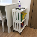 Rolling Storage Utility Cart Slim Organizer Shelf with Wheels 3 Tier Narrow Places Mobile Shelving Unit Tower Rack for Kitchen Bathroom Laundry Room Home Office Bedroom Living Room Washroom, White TENBOAT