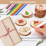 54Pcs Wood Slices, LOOFORE 2.4"-2.8" Unfinished Natural Wood Rounds with Pre-drilled Hole, Wood Slices for Wood Burning Painting DIY Crafts Christmas Ornaments Party Wedding Decor LOOFORE