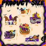 Chiisong 6 Pcs Halloween Diamond Art Painting Kits Hanging Sign Set Witch Pumpkin Gnome Glow in The Dark Diamond Art Painting Kits Halloween Hanger Adult 5d DIY Craft for Wall Door Window Porch Decor Chiisong