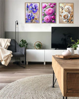 Hestarcul 5D Flower Diamond Painting Kits 3 Pack,Diamond Art Kits for Adults,Paint with Diamonds Round for Gift,Wall Decor (Flower) Hestarcul