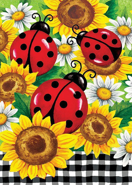 JATOK Diamond Painting Kits for Adults Beginner Ladybug Sunflower 5D DIY Diamond Art Craft Paint with Full Round Drill Embroidery Pictures Arts Paint by Number Kits for Home Wall Decor 11.8x15.7in JATOK