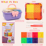 Weaving Loom Kit for Kids Ages 8-12, DIY Arts and Crafts Loom Knitting Projects Set, Ideas Birthday Gifts for Girls Toys, Crochet Kit for Beginners Potholder Tools Creative Supplies With Elastic Cord QXHOL