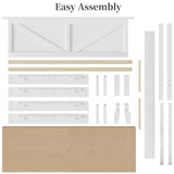 Yaheetech Wood Bed Queen, Farmhouse White Rubberwood Platform Bed Frame with V-Designed Headboard, Sturdy Wooden Support Slats, Holds up to 800 Pounds, Noise-Free, Easy Assembly Yaheetech