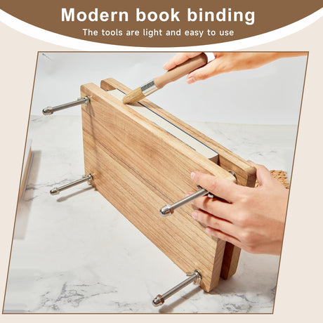 FUXAFU 50 Pcs Book Binding Kits, 13"x7.9" Inch Wooden Book Press，Books Binding Materials, with Bone Folder, Awl, Needles for DIY Bookbinding, BookRepair, Handmade Crafts FUXAFU