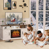 Luban Nese Fireplace TV Stand for TVs Up to 65" with 23" Electric Fireplace, Entertainment Center with Storage Cabinet and Open Shelves, Media Console with Barn Doors for Living Room (White) Luban Nese