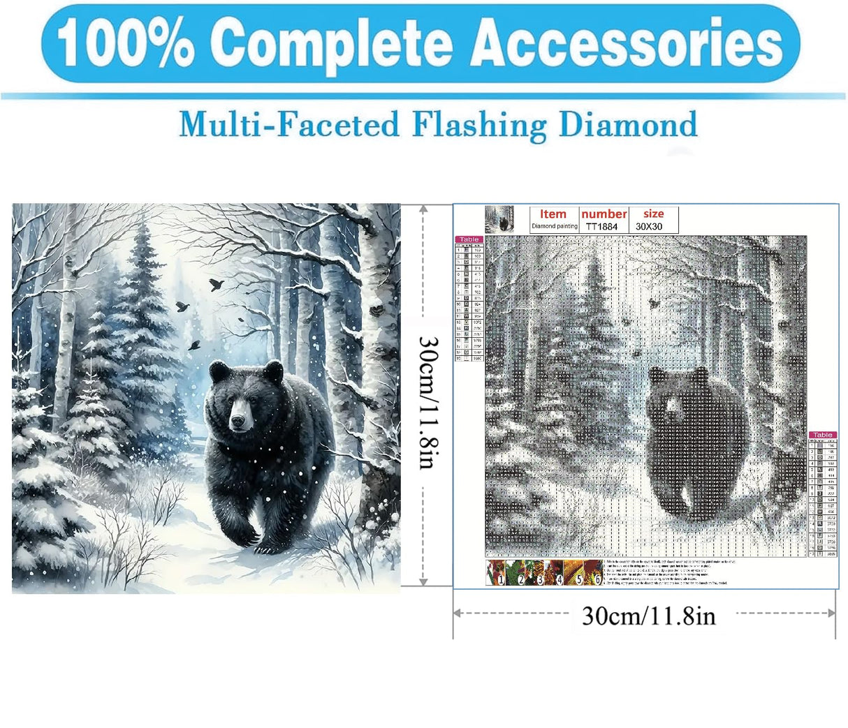 MOMDEDP Diamond Painting Kits for Adults -Forest Bear DIY 5D Diamond Art Kits Full Drill Winter Diamond Dots Paintings with Diamonds Gem Art and Crafts for Beginners Home Decor 12x12inch Animal MOMDEDP