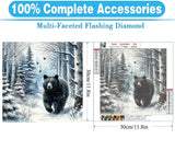 MOMDEDP Diamond Painting Kits for Adults -Forest Bear DIY 5D Diamond Art Kits Full Drill Winter Diamond Dots Paintings with Diamonds Gem Art and Crafts for Beginners Home Decor 12x12inch Animal MOMDEDP