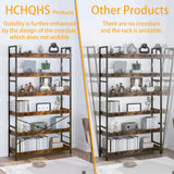 HCHQHS Bookshelf, Adjustable Industrial Bookcase, Vertical Tall Book Shelf, Wood and Black Metal Open Bookshelves for Home Office, Living Room, Bedroom (Rustic Brown, 6-Tier (31" W x 70" H)) HCHQHS