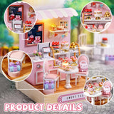 Kisoy Dollhouse Miniature with Furniture Kit, DIY 3D Wooden DIY House Kit with Dust Cover,Handmade Tiny House Toys for Teens Adults Gift(Sweet Talk) Kisoy