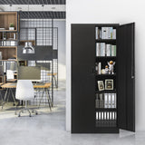 Metal Garage Storage Cabinets，71” Tall Metal File Cabinet with 5 Adjustable Shelves, Lockable Storage Cabinets for Office, Home, Garage, Warehouse 71" H x 31.5" W x 15.8" D (Black) TaskStorz