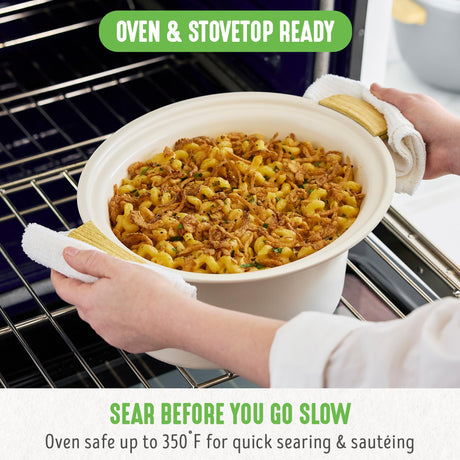 GreenLife 6 Quart Ceramic Slow Cooker, PFAS-Free Programmable Removable Healthy Nonstick Pot for Family Meals, Sear on Stovetop Keep Warm, Digital Timer, Dishwasher Safe Glass Lid & Crock, Quartz Grey GreenLife