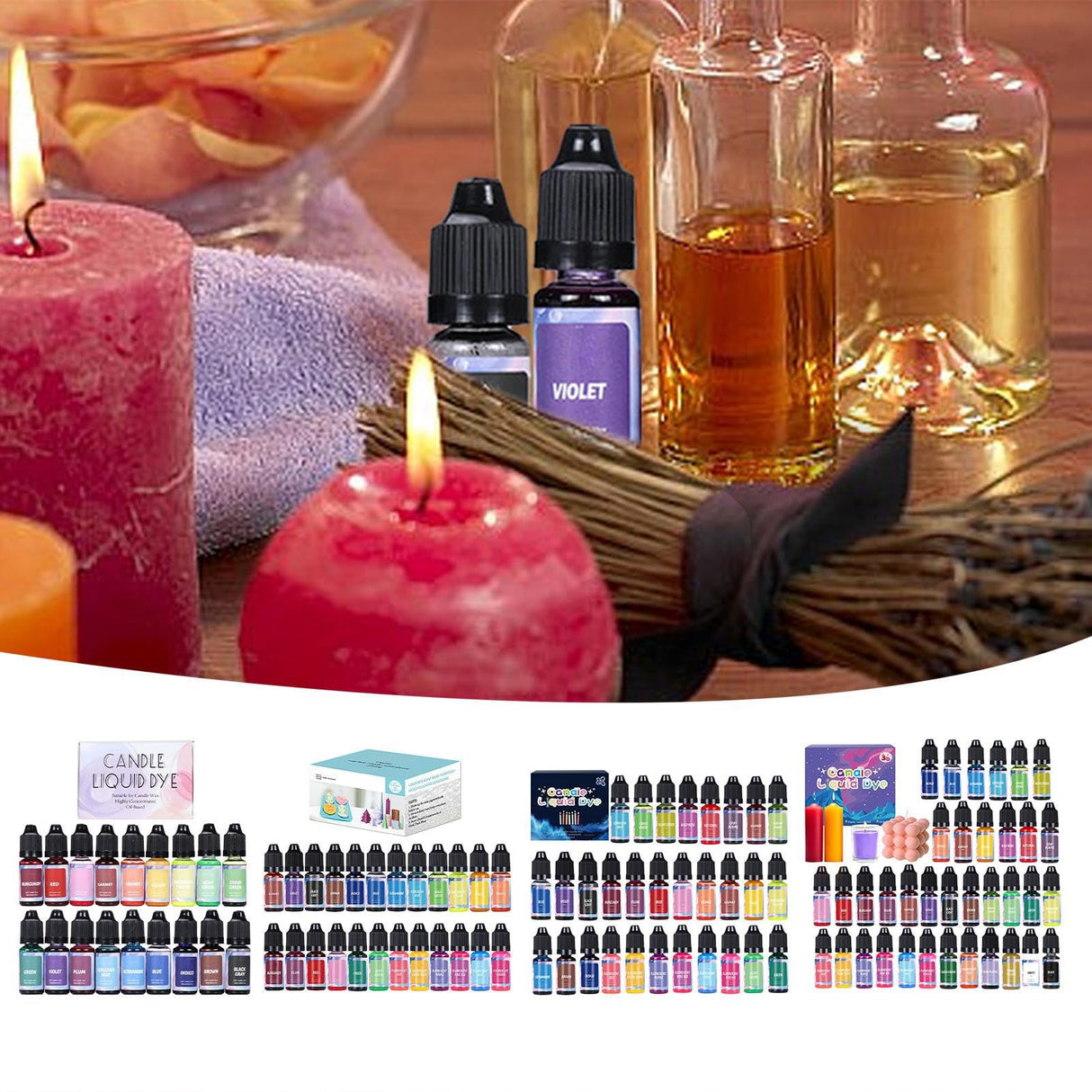 Candle Dye - Liquid Oil-Based Candle Dye | Candle Making Dye Colors | Liquid Concentrated Pigment | diyY Candle Making Pigment with 18 Or 24 Colors for Lip Gloss, Epoxy Resin WoodArtSupply