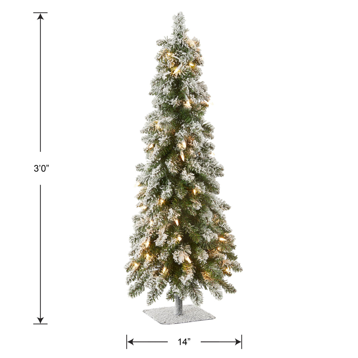 National Tree Company Pre-lit Artificial Mini Christmas Tree | Includes Pre-strung White Lights | Snowy Downswept Forestree - 3 ft National Tree Company