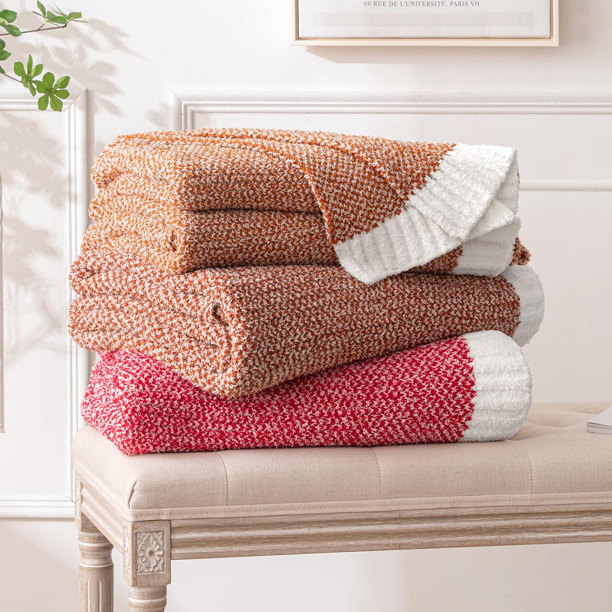 MIULEE Christmas Red Super Soft Throw Blanket for Couch, Cozy Fluffy Warm Blankets Knit Throw Blankets for Sofa, Bed, Chair, Living Room, Camping, Picnic, 50 x 60 inch MIULEE