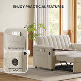 Amada 3 in 1 Sleeper Sofa Bed,Pull Out Couch with Side Table, Convertible Loveseat with Adjustable Backrest,Chaise Lounge with USB Ports & Side Pockets for Living Room, 69'' Pull Out Sofa Bed(Beige) AMADA HOMEFURNISHING