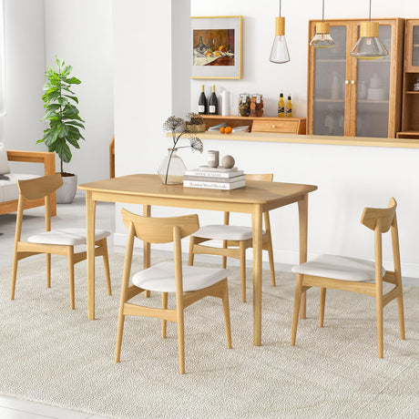 Giantex 48" L Rectangular Wooden Dining Table, Solid Rubber Wood Kitchen Table, Farmhouse Dinner Table, Kitchen Dining Room Home Furniture, Load 330 Giantex