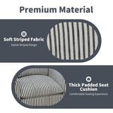 INZOY Swivel Accent Chair, Upholstered Square Chair, Swivel Barrel Reading Chair with Thick Padded Backrest Cushion, Arm Chair for Living Room Bedroom Small Spaces, Blue Stripe INZOY