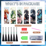 Sitsink Dragon Art Kits - 6 Pc Diamond Bookmarks with Tassels, Fantasy Creature Dragon Painting Kits for Adults Sitsink