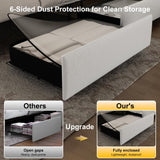 GEGOFORU Queen led Bed Frame with 4 Drawers，Galaxy Projector Adjustable Upholstered Headboard Diamond Bed Frame with Charger Music Speaker, No Box Spring Needed, Wooden Slats Support, PU White GEGOFORU