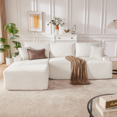 Mangodan Cloud Sectional Couch, Modular Sectional Sofa for Living Room, Boneless Sofa with Deep Seat, Fluffy Comfy Couch with L-Shaped Chaise, No Assembly Required, Beige Mangodan