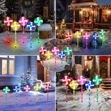 Outdoor Christmas Decorations Solar Pathway Lights, Set of 5 Lollipops Peppermint Stake Lights, 8 Modes Candy Cane Walkside Lights, Outdoor Xmas Decoration for Walkway,Yard ILLUMINEW