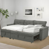 Naomi Home Transform Any Space: Sleeper Sectional Sofa with Convertible Sofa Bed & Inviting Chaise. Find Tranquil Comfort with Stress-Relieving Design & Durable Cushions - Gray/Velvet Naomi Home