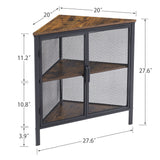 VECELO Corner Cabinet with Two Doors and Shelves, Free-Standing Storage Organizer for Small Space in Living Room/Bedroom/Kitchen, Brown and Black VECELO