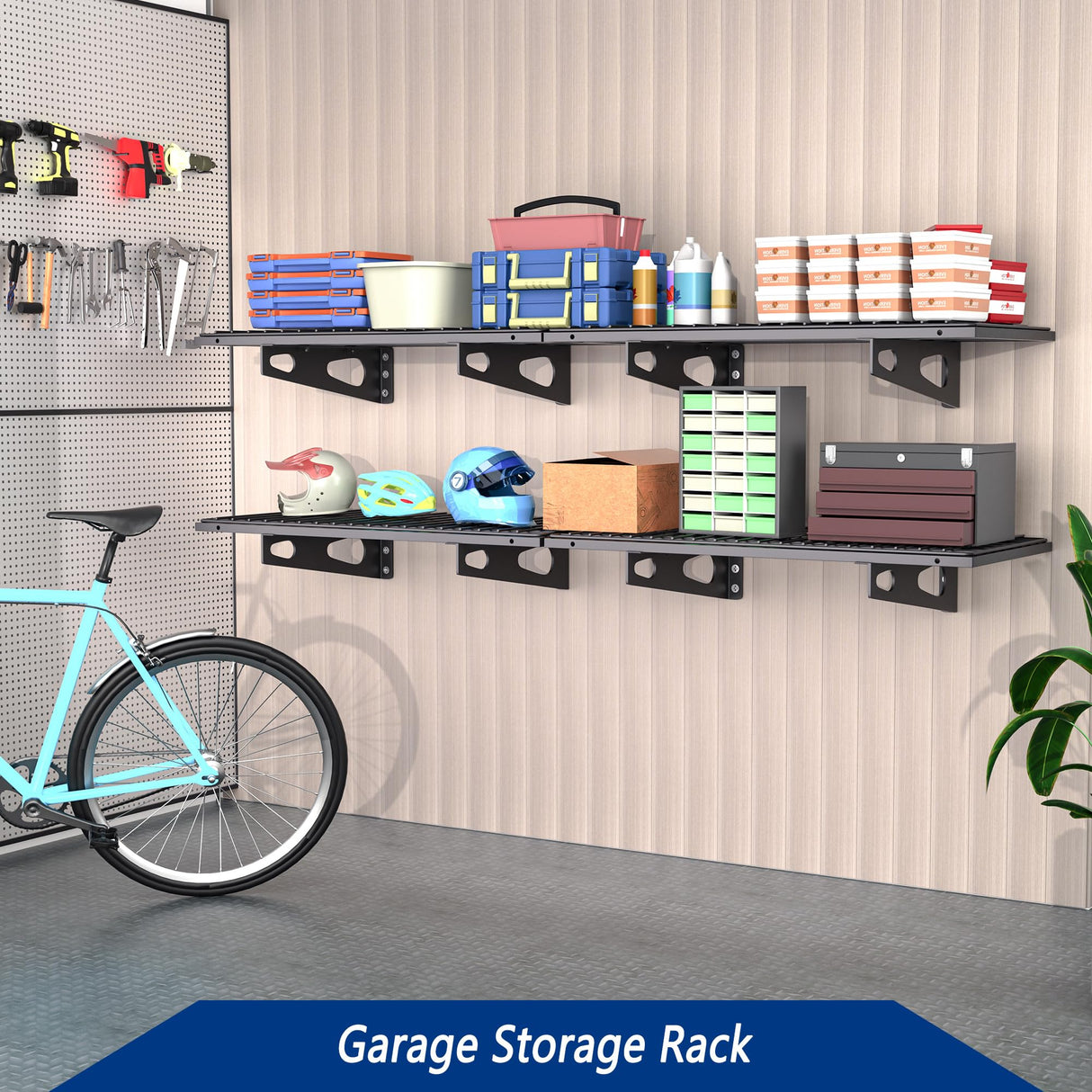4-Pack 1.5x3FT Garage Shelving 17.7-inch-by-35.8-inch Wall Shelf Garage Storage Rack Wall Mounted Floating Shelves,Black Soywey